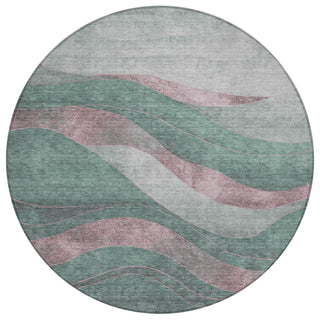 Piper Looms Chantille Swirls ACN1892 Sage Machine Washable Area Rug Round Main Image