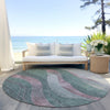 Piper Looms Chantille Swirls ACN1892 Sage Machine Washable Area Rug Round Outdoor Lifestyle Image Feature