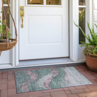Piper Looms Chantille Swirls ACN1892 Sage Machine Washable Area Rug Scatter Outdoor Lifestyle Image Feature