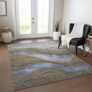 Piper Looms Chantille Swirls ACN1892 Taupe Machine Washable Area Rug Lifestyle Image Feature