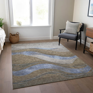 Piper Looms Chantille Swirls ACN1892 Taupe Machine Washable Area Rug Lifestyle Image Feature
