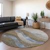 Piper Looms Chantille Swirls ACN1892 Taupe Machine Washable Area Rug Round Lifestyle Image Feature