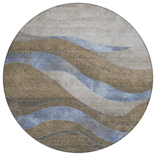 Piper Looms Chantille Swirls ACN1892 Taupe Machine Washable Area Rug Round Main Image