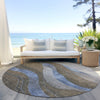Piper Looms Chantille Swirls ACN1892 Taupe Machine Washable Area Rug Round Outdoor Lifestyle Image Feature