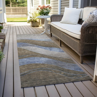 Piper Looms Chantille Swirls ACN1892 Taupe Machine Washable Area Rug Runner Outdoor Lifestyle Image Feature