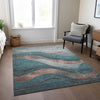 Piper Looms Chantille Swirls ACN1892 Teal Machine Washable Area Rug Lifestyle Image Feature