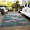 Piper Looms Chantille Swirls ACN1892 Teal Machine Washable Area Rug Outdoor Lifestyle Image Feature