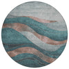 Piper Looms Chantille Swirls ACN1892 Teal Machine Washable Area Rug Round Main Image