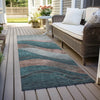 Piper Looms Chantille Swirls ACN1892 Teal Machine Washable Area Rug Runner Outdoor Lifestyle Image Feature