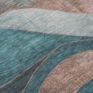 Piper Looms Chantille Swirls ACN1892 Teal Machine Washable Area Rug Swatch Image