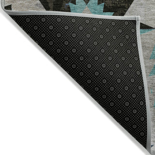 Piper Looms Chantille Aztec ACN1893 Black Machine Washable Area Rug Backing Image
