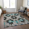 Piper Looms Chantille Aztec ACN1893 Black Machine Washable Area Rug Lifestyle Image Feature
