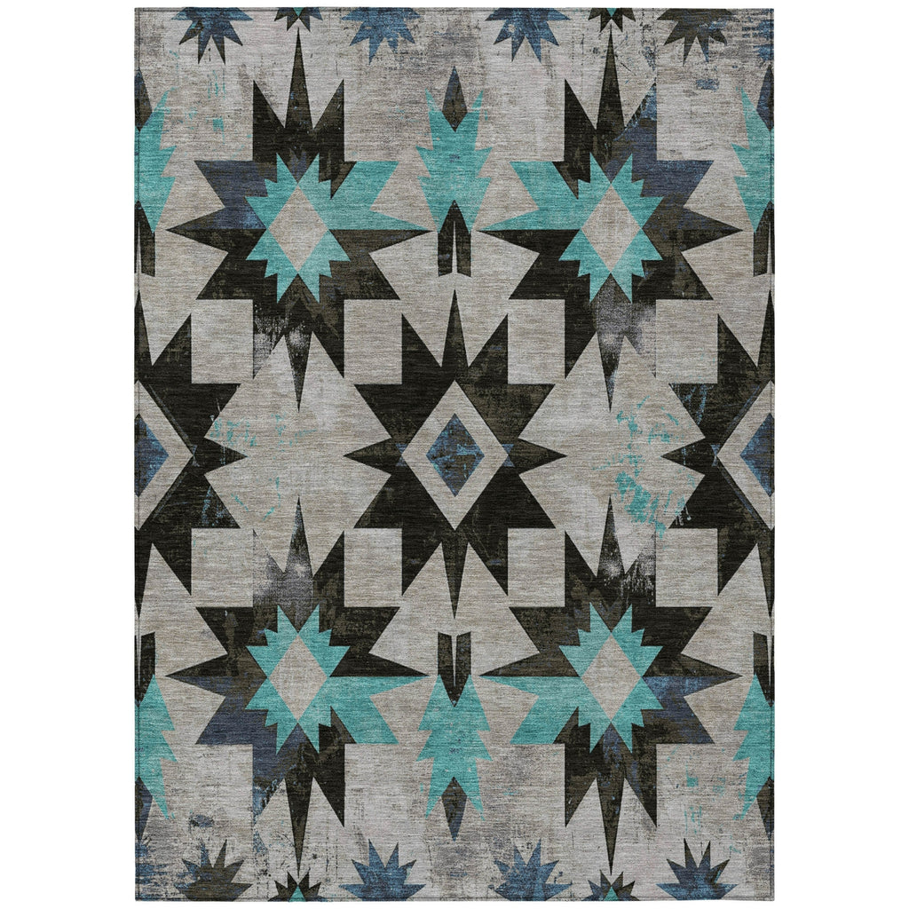 Piper Looms Chantille Aztec ACN1893 Black Machine Washable Area Rug main image