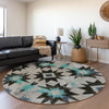 Piper Looms Chantille Aztec ACN1893 Black Machine Washable Area Rug Round Lifestyle Image Feature