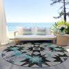 Piper Looms Chantille Aztec ACN1893 Black Machine Washable Area Rug Round Outdoor Lifestyle Image Feature
