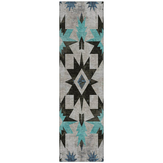 Piper Looms Chantille Aztec ACN1893 Black Machine Washable Area Rug Runner Main Image