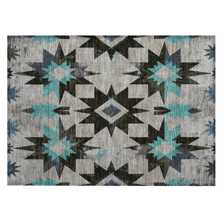 Piper Looms Chantille Aztec ACN1893 Black Machine Washable Area Rug Scatter Main Image