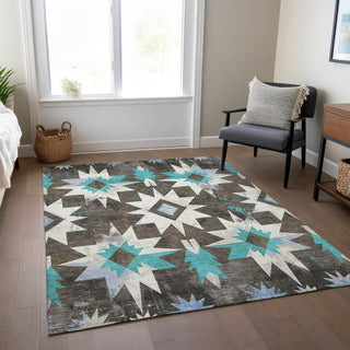 Piper Looms Chantille Aztec ACN1893 Brown Machine Washable Area Rug Lifestyle Image Feature