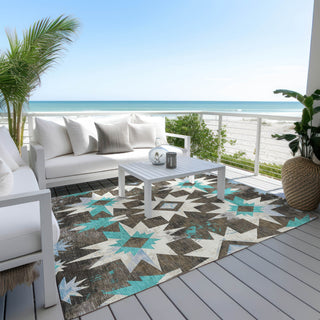Piper Looms Chantille Aztec ACN1893 Brown Machine Washable Area Rug Outdoor Lifestyle Image Feature