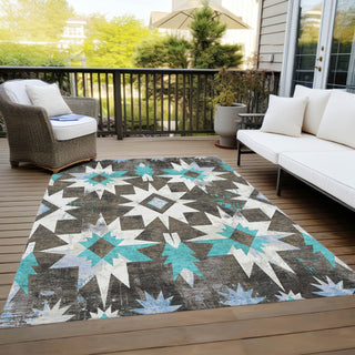 Piper Looms Chantille Aztec ACN1893 Brown Machine Washable Area Rug Outdoor Lifestyle Image Feature