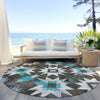 Piper Looms Chantille Aztec ACN1893 Brown Machine Washable Area Rug Round Outdoor Lifestyle Image Feature