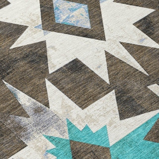 Piper Looms Chantille Aztec ACN1893 Brown Machine Washable Area Rug Swatch Image
