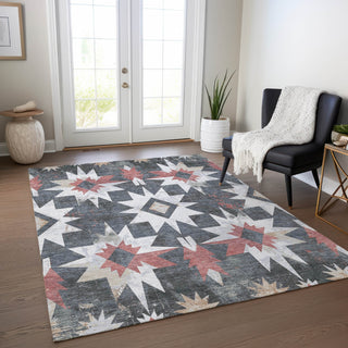 Piper Looms Chantille Aztec ACN1893 Charcoal Machine Washable Area Rug Lifestyle Image Feature