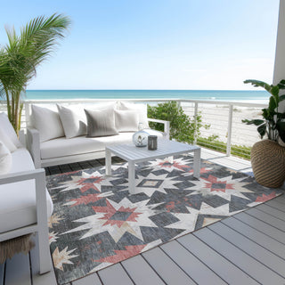 Piper Looms Chantille Aztec ACN1893 Charcoal Machine Washable Area Rug Outdoor Lifestyle Image Feature
