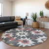 Piper Looms Chantille Aztec ACN1893 Charcoal Machine Washable Area Rug Round Lifestyle Image Feature