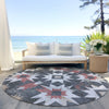 Piper Looms Chantille Aztec ACN1893 Charcoal Machine Washable Area Rug Round Outdoor Lifestyle Image Feature