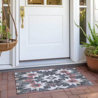 Piper Looms Chantille Aztec ACN1893 Charcoal Machine Washable Area Rug Scatter Outdoor Lifestyle Image Feature