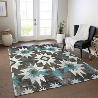 Piper Looms Chantille Aztec ACN1893 Coffee Machine Washable Area Rug Lifestyle Image Feature