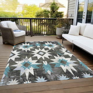 Piper Looms Chantille Aztec ACN1893 Coffee Machine Washable Area Rug Outdoor Lifestyle Image Feature