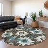 Piper Looms Chantille Aztec ACN1893 Coffee Machine Washable Area Rug Round Lifestyle Image Feature