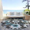 Piper Looms Chantille Aztec ACN1893 Coffee Machine Washable Area Rug Round Outdoor Lifestyle Image Feature