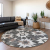 Piper Looms Chantille Aztec ACN1893 Graphite Machine Washable Area Rug Round Lifestyle Image Feature