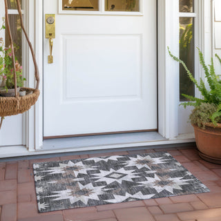 Piper Looms Chantille Aztec ACN1893 Graphite Machine Washable Area Rug Scatter Outdoor Lifestyle Image Feature