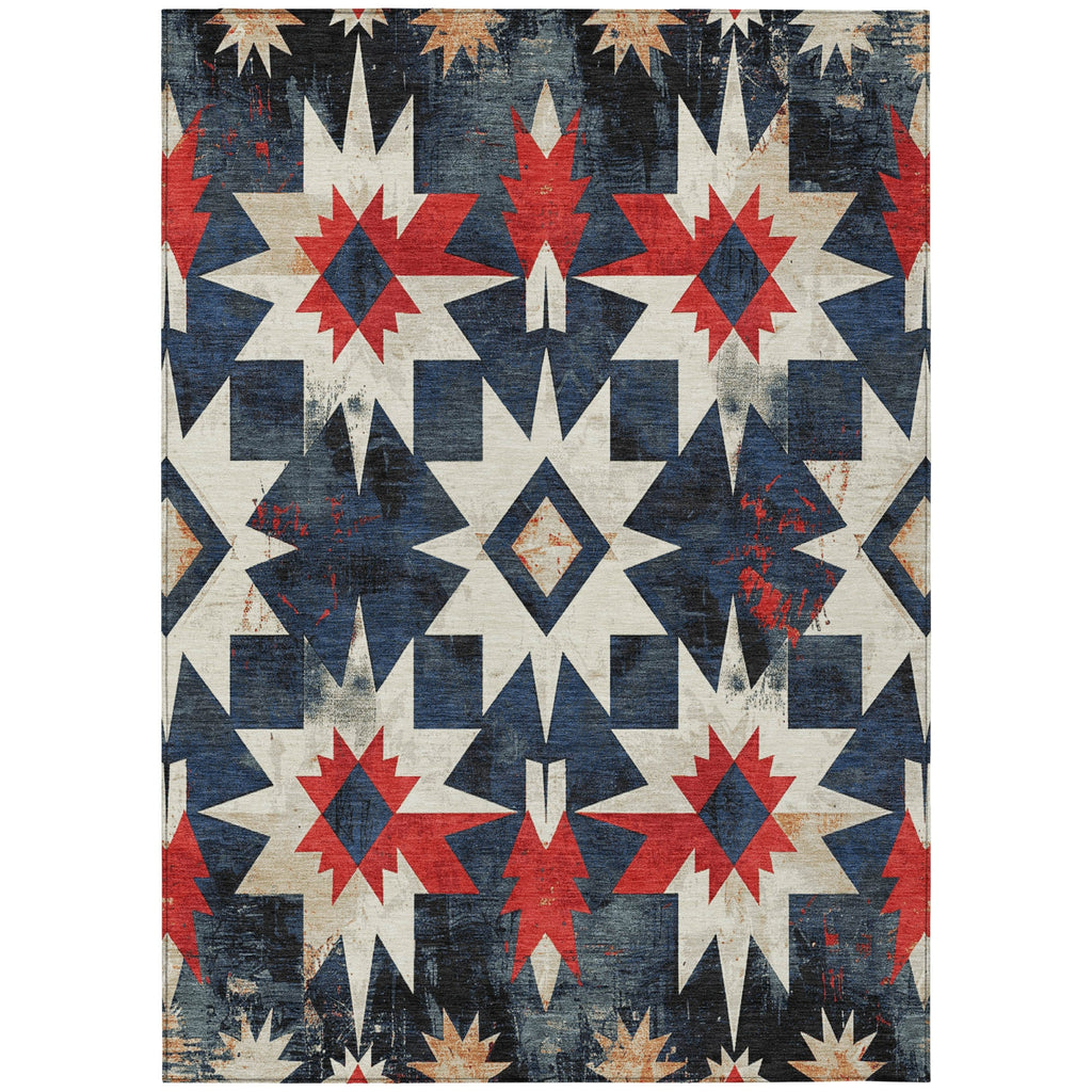 Piper Looms Chantille Aztec ACN1893 Navy Machine Washable Area Rug main image