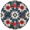 Piper Looms Chantille Aztec ACN1893 Navy Machine Washable Area Rug Round Main Image