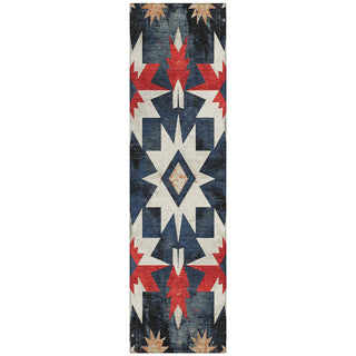 Piper Looms Chantille Aztec ACN1893 Navy Machine Washable Area Rug Runner Main Image