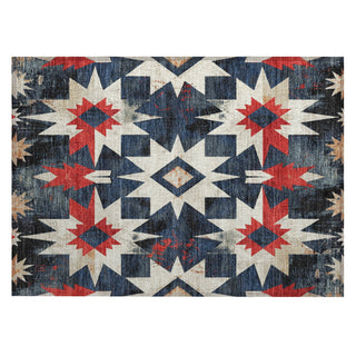 Piper Looms Chantille Aztec ACN1893 Navy Machine Washable Area Rug Scatter Main Image