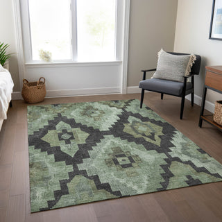 Piper Looms Chantille Aztec ACN1894 Aloe Machine Washable Area Rug Lifestyle Image Feature