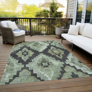 Piper Looms Chantille Aztec ACN1894 Aloe Machine Washable Area Rug Outdoor Lifestyle Image Feature