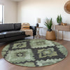Piper Looms Chantille Aztec ACN1894 Aloe Machine Washable Area Rug Round Lifestyle Image Feature