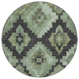 Piper Looms Chantille Aztec ACN1894 Aloe Machine Washable Area Rug Round Main Image
