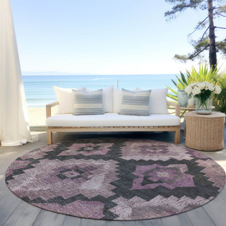 Piper Looms Chantille Aztec ACN1894 Blush Machine Washable Area Rug Round Outdoor Lifestyle Image Feature