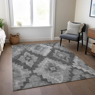 Piper Looms Chantille Aztec ACN1894 Gray Machine Washable Area Rug Lifestyle Image Feature