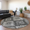 Piper Looms Chantille Aztec ACN1894 Gray Machine Washable Area Rug Round Lifestyle Image Feature