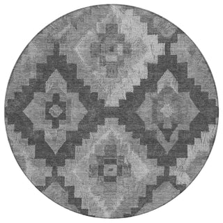Piper Looms Chantille Aztec ACN1894 Gray Machine Washable Area Rug Round Main Image