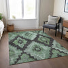 Piper Looms Chantille Aztec ACN1894 Green Machine Washable Area Rug Lifestyle Image Feature